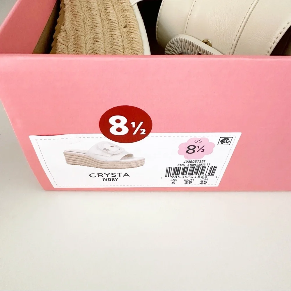 Sam & Libby Crysta Elegant Cream Espadrille Wedge Sandals Size 8.5